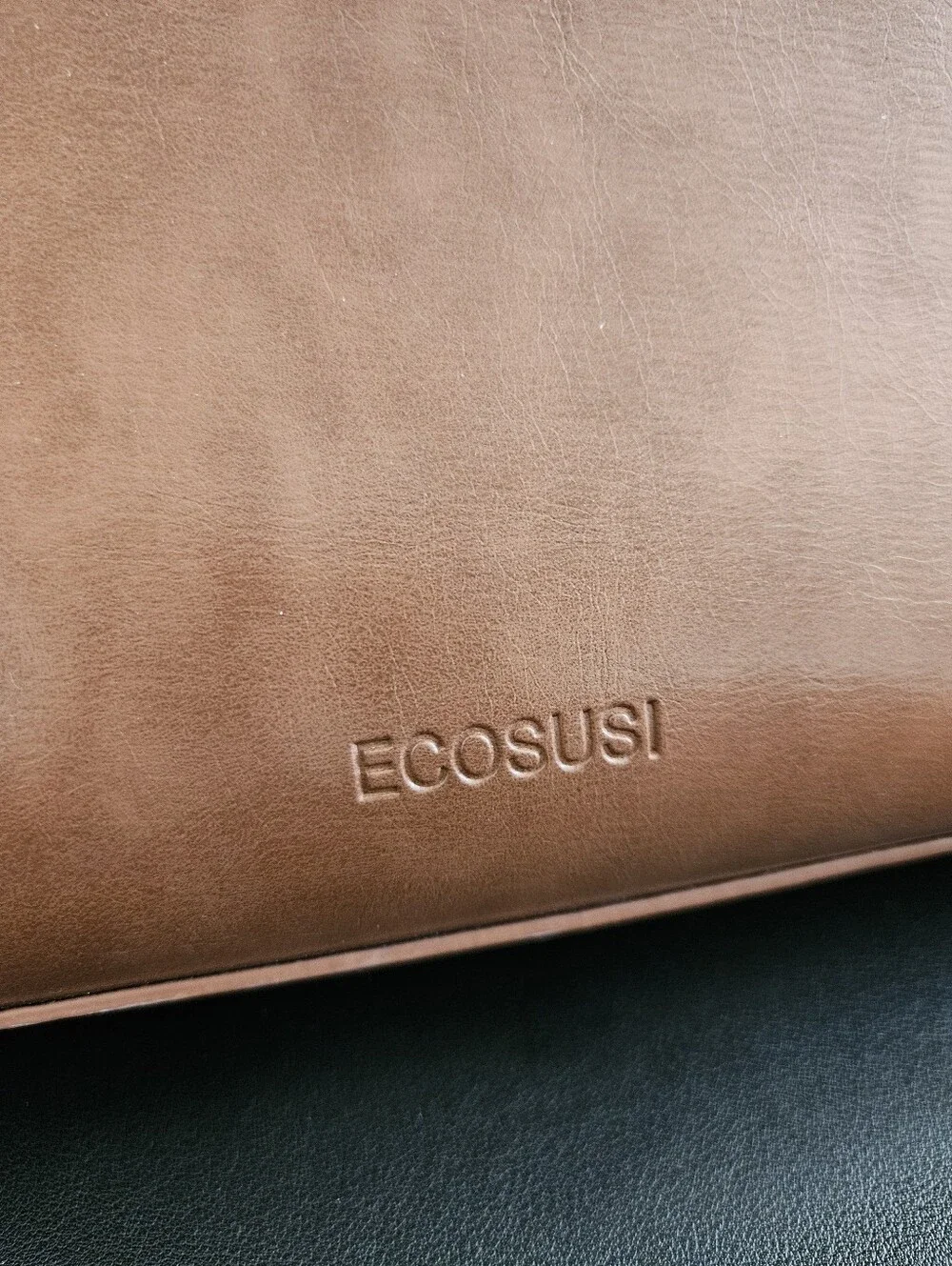 Ecosusi Brown Vegan Leather Bow Messenger/Laptop Bag